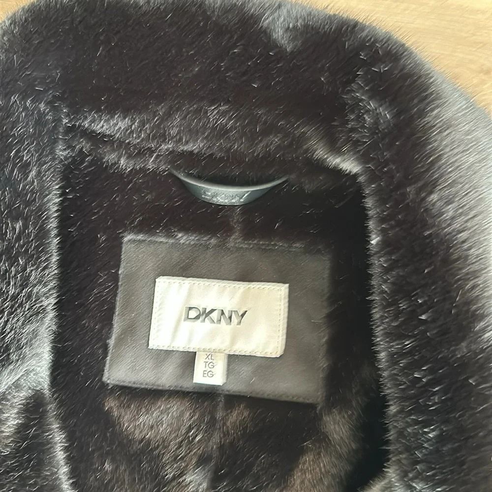 DKNY Women's Petite Belted Notched-Collar Faux-Shearling Coat